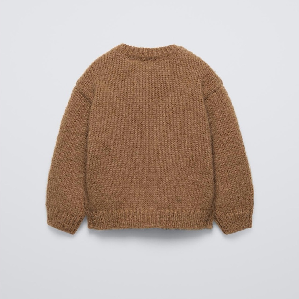 Zara Tan Sweater with White Floral Accents - Picture 2 of 7